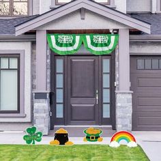 a st patrick's day front door with shamrock decorations