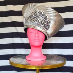 Condition: Used In Great Condition Damage: None Details - Accordion Metallic Meterial - Silver Seqin - Vintage - Height: 6.25" - Diameter Of Head Hole: 22.25" Sequin Hat, Mask Masquerade, Stocking Hat, Costume Hats, Headdress, Sequin, Womens Sizes, Mask, Women Accessories