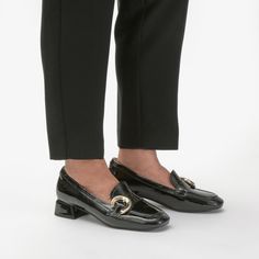 WOMENS Daiss 30 Trim Black Patent Loafers | Clarks US Spring Patent Leather Loafers With Low Heel, Modern Patent Leather Loafers, Elegant Patent Leather Loafers With Glossy Finish, Modern Low Heel Loafers For Office, Elegant Black Loafers With Glossy Finish, Modern Flat Loafers For Office, Elegant Black Glossy Loafers, Sleek Patent Leather Office Loafers, Modern Loafers With Low Heel For Formal Wear