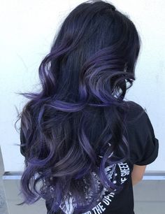 Dark Brown Hair Balayage, Purple Balayage, Balayage Ideas, Black Hair Balayage, Vibrant Hair, Purple Highlights, Black Hair With Highlights, Brown Hair Balayage