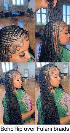 How to do flip over fulani braids, type of hair that's used and 70 flip over freestyle fulani braids protective hairstyles. Goddess Braids Hairstyles, Braided Cornrow Hairstyles, Cute Braided Hairstyles, Braids Hairstyles Pictures, Cute Box Braids Hairstyles, Quick Braided Hairstyles, Protective Hairstyles Braids