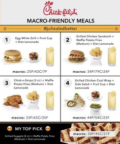 the menu for mcdonald's macaro - friendly meals