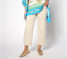 Belle by Kim Gravel Tall TripleLuxe Twill Wide Leg Cropped Pants - QVC.com Porch Sitting, Kim Gravel, Gaucho Pants, Wide Leg Cropped Pants, Retro Sneakers, Sneaker Collection, Cropped Pants, Size 16, Fashion Beauty