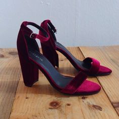 Burgundy Or Dark Pink Velvet Ankle Wrap Peep Toe Heels By Indigo Rd. Size 7 New ~ New, No Flaws Details: Velvet Adjustable Buckle Closure Peep Toe Padded Insoles Chunky Heel Non Skid Rubber Soles Man Made Materials Bundle This Item With Another To Save 30% On Your Entire Bundle ~ Or Just Make An Offer! If You Are New To Poshmark, Welcome! Use My Code @Chrisrvt To Receive $10 Off Of Your First Purchase Red Open Toe Heels For Fall, Fall Season Red Open Toe Heels, Trendy Burgundy Heels For Formal Occasions, Trendy Burgundy Heels For Fall, Burgundy Open Heel Shoes With Strap, Burgundy Open Heel Party Heels, Burgundy High Heel Spring Heels, Burgundy Block Heel Party Shoes, Burgundy High Heel Fall Heels