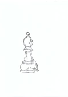 a black and white drawing of a chess piece