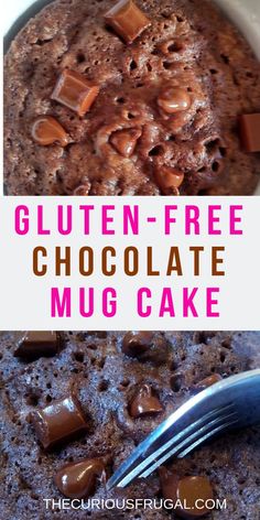 gluten - free chocolate mug cake in a white bowl