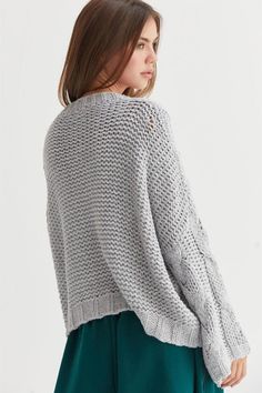 Get Ready To Layer Up With This Cute Sweater. With A Soft V-Neckline, Drop Shoulders And Relaxed Long Sleeves, It Will Keep You Warm All Season Long. The Oversized Bodice Is Detailed With A Cable Knit Pattern For A Classic Look. 60% Acrylic 30% Polyester 10% Nylon Cable Knit Pattern, Boho Pullover, Knit Pattern, Collared Shirt, V Neck Sweater, Knit Patterns, Grey Sweater, Stretchy Material, Vneck Sweater