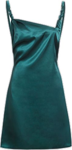 Solid Satin Cocktail Mini Dress, Elegant Dark Green Sleeveless Mini Dress, Elegant Sleeveless Dark Green Mini Dress, Green Silk Evening Slip Dress, Green Silk Slip Dress For Evening, Elegant Dark Green Mini Dress, Green Satin Finish Dress, Formal Green Silk Slip Dress, Green Silk Slip Dress For Formal Occasions