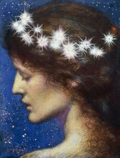 a painting of a woman with stars in her hair