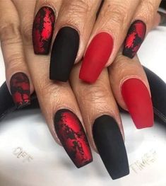 Red And Black Nail, Red And Black Nails, Red Black Nails, Turtle Nails, Red Ombre Nails, Prom 2022, Red Nail Art, Black Acrylic Nails, Red Acrylic Nails