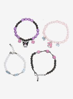 My Melody & Kuromi Beaded Bracelet Set Kuromi My Melody Bracelet, My Melody Accessories, Kuromi Bracelet, My Melody Kuromi, Hello Kitty My Melody, Arm Party, My Melody, Hoodie Girl, Christmas Wishlist