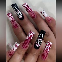 24 Nails, 12 Different Sizes, Reusable, Everything You Need Is Included Blood Nails, Unique Acrylic Nails, Fake Nail, Halloween Nail Designs