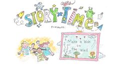 an image of children's artwork with the word storytime written in it and another drawing