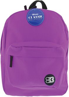 "17" Black Classic Backpack." Back To School Purple Softback Backpack, Purple Nylon Backpack For Back To School, Back To School Purple Nylon Backpack, Multicolor On-the-go Backpack For Back To School, Playful Purple Standard Backpack, Durable Backpack, Purple Backpack, Backpack School, Stylish Backpacks