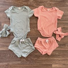 This ribbed baby set is perfect for summer. The top has button snaps to make easy changes. The shorts are cute and comfy with a drawstring. Casual Solid Color Cotton Short Set, Cute Solid Color Summer Sets, Casual Ribbed Summer Sets, Cotton Bottoms In Matching Set, Casual Ribbed Sets For Spring, Casual Solid Color Playtime Set, Short Ribbed Top For Spring, Playful Solid Color Summer Sets, Cute Solid Color Playwear Sets