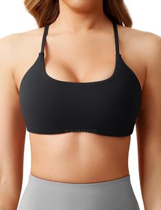 PRICES MAY VARY. 4-Way Stretch Fabric: Made of skin-friendly double-sided high-stretch fabric, soft and comfortable material, moisture wicking and breathable. Strappy open back fitness bra: Thin, delicate straps and open back detail fit your beautiful body perfectly. Stunning Criss Cross back crop and classic neckline design is perfect for a yoga top. Removable padding workout crop: The removable Padded can be adjusted at any time according to your needs. Moderate compression and light support a Back Fitness, Yoga Crop Tops, Bra Image, Training Running, Yoga Top, Neckline Designs, Beautiful Body, Women's Sports, Gym Yoga