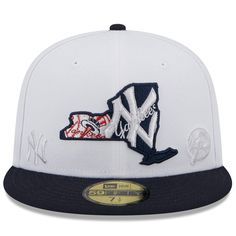 Switch up the look of your New York Yankees headwear with this State 59FIFTY hat from New Era. It features fiery New York Yankees graphics to highlight your local loyalty. Plus, the fitted construction ensures a perfect fit every time you wear this incredible cap. High Crown Flat bill with ability to curve Embroidered graphics with raised details Imported Wipe clean with a damp cloth Officially licensed Structured fit Six solid panels with eyelets Brand: New Era Contrast-color undervisor Materia Navy Flat Brim Hat, Navy Snapback Hat, Navy Flat Bill Hat For Baseball Season, Fan Gear Cap Hat, Navy Fan Gear Cap, Navy Cap For Fan Gear, Navy Fitted Cap, Navy Flat Brim Hat For Sports Events, Navy Hat For Streetwear