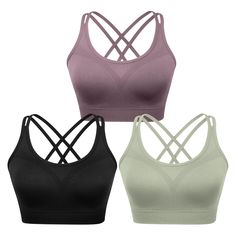 PRICES MAY VARY. Material: 92% Nylon + 8% Spandex; made of 4 way stretch, soft, lightweight and breathable fabric. Sexy Crisscross Back: Cross open back design to show your sexy back line and training results perfectly. Cute and flattering. Removable Soft Pads: Removable built-in chest pads provide enough support, it's very convenient to make adjustments according to your needs. Medium Support: Perfect for A/B cups, Light compression sits close to keep everything in place and minimizes bounce, e Moisture-wicking Nylon Sports Bra With 4-way Stretch, Versatile Nylon Sports Bra With 4-way Stretch, Nylon Compression Activewear With Cross Back, High Stretch Go-dry Nylon Sports Bra, High Stretch Moisture-wicking Nylon Sports Bra, Versatile Breathable Nylon Sports Bra, Nylon Stretch Sports Bra With Go-dry Technology, Breathable Nylon Sports Bra With 4-way Stretch, Stretch Nylon Activewear With Cross Back