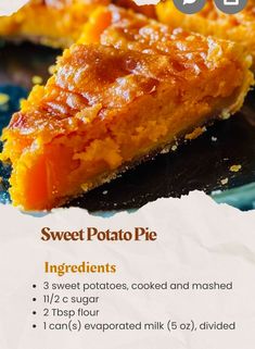 Sweet Potato Pie Recipe Easy, Recipes Sweet Potato, Homemade Sweet Potato Pie, Heavenly Recipes, Sweet Potato Pies Recipes, Easy Pie Recipes, Recipes Sweet, Potato Pie, Sweet Potato Pie