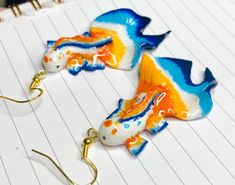 Fish Earrings, Polymer Earrings, Koi Fish, Koi, Fish, How To Wear, Figurine