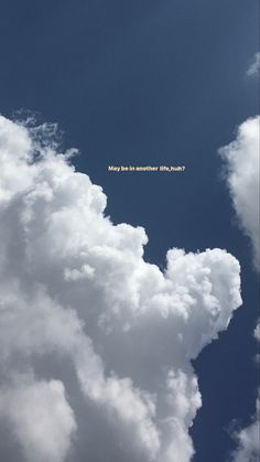 an airplane is flying high in the sky with clouds around it and a message that reads, may be another lifeguard