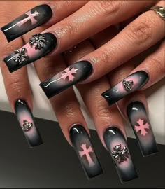 Paznokcie Hello Kitty, Punk Nails, Goth Nails, Grunge Nails, Cat Nails