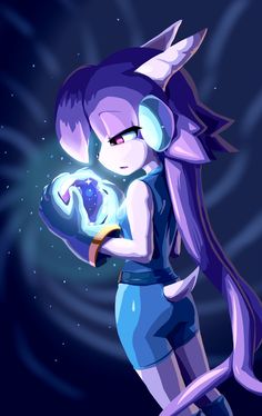 an image of a cartoon character holding a crystal ball in her hand and looking at it