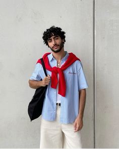 Red Outfit Aesthetic Men, Milan Metro, Outfit Ideaa, Street Style Outfits Men, Street Fashion Men Streetwear, Mens Outfit Inspiration, Cool Fits, Streetwear Men Outfits, Summer Outfits Men