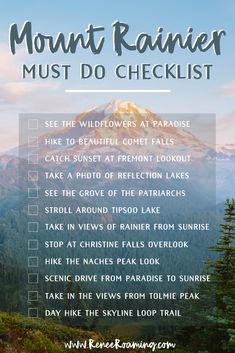 the mount rainier must do checklist