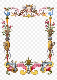 an ornate frame with flowers and birds on it, as well as the letter e