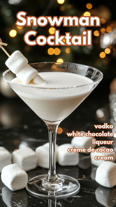 Snowman Cocktail Recipe Snowman Cocktail, Christmas Cocktails Vodka, Christmas Vodka, White Chocolate Liqueur, Winter Drink, Beer Shop, Xmas 2024, Chocolate Liqueur, Best Cocktail Recipes