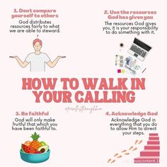 how to walk in your calling info sheet with instructions for the steps leading up to it