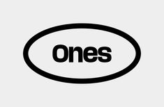 the word ones in a black and white oval shape on a light gray background,