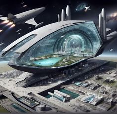 an artist's rendering of a futuristic city