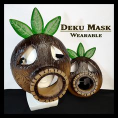 The deadline for Christmas orders is November 25th. Orders placed after this deadline cannot be guaranteed for delivery before the 25th of December.  Check Processing times  ♥Wearable Deku Mask ♠Dimensions: Large : 11 x 10.5 x 6  // 1.6 lb weight // Adult and Teen 14.5 height with leaves. Medium: 9.5 x 9 x 5 // 1 lb weight // Kid 13 height with leaves. - Mask will include straps - Mask leaves will come separately, and will include super glue for attachment. **NOT PAINTED option: Mask will be san Deku Mask, Painting Videos, Super Glue, Legend Of Zelda, New Model, Costume Accessories, Wood Grain, Zelda, Mask