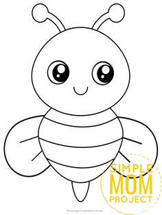 a cute little bee with big eyes on it's face and the words simply mom project