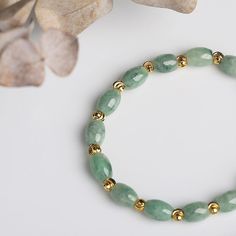 Natural Jadeite Rice Bead Bracelet freeshipping - Deegnt