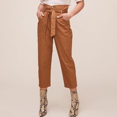 The Penelope Pants Feature A High Waist With A Matching Tie Waist Belt. Slanted Hip Pockets Lead To A Straight Leg Fit. Color: Ginger Nwt Business Casual Paperbag Waist Pants For Spring, Fall Day Out Pants With Belt Loops, Fall Paperbag Waist Pants, Brown Paperbag Waist Bottoms For Work, Summer Business Casual Paperbag Waist Pants, Fall Paperbag Waist Belted Pants, Fall Paperbag Waist Pants For Day Out, Fall Day Out Paperbag Waist Pants, Brown Ankle-length Pants For Business Casual