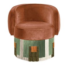 a brown chair with fringes on it