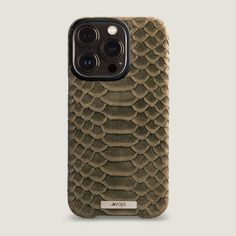 an iphone case with a snake skin pattern on the front and back cover in brown