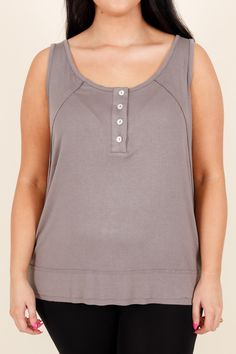 This lovely tank is the perfect addition to any wardrobe! Its neutral gray color and stretchy fabric will provide you with both comfort and style! Wear it with a cardi and leggings for a casual, chic look! 90% Rayon, 10% Spandex Chic Look, Model Fits, Stretchy Fabric, Affordable Fashion, Casual Chic, Plus Size Outfits, Fashion Forward, Gray Color, Spandex