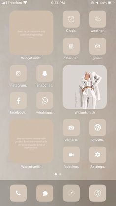 NEUTRAL IOS HOME-SCREEN IDEAS | HOW TO CUSTOMIZE YOUR IOS HOME-SCREEN Ios Screen, Iphone Ideas, Widget Design, Iphone Obsession