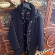 Classic Toggle Button Brooks Brothers Coat. Perfectly Preppy! This Coat Never Goes Out Of Style. It’s An Heirloom. Preppy Button-up Fall Outerwear, Fall Preppy Button-up Outerwear, Preppy Blue Outerwear For Fall, Navy Preppy Long Sleeve Outerwear, Casual Long Peacoat With Buttons, Toggle Button, Duffle Coat, Brooks Brothers, Kids Jacket