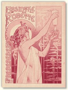 absinthe Alphonse Mucha Absinthe, 1910s Illustration, Absinthe Art, Art Nouveau Woman, Alphonse Mucha Art, Walter Crane, French Art Nouveau