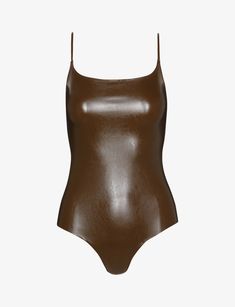 The Commando Faux Leather Cami Bodysuit - Cadet is made from our fan-favorite faux leather with adjustable straps and designed with four-way stretch and raw-cut edges. As flattering as it is chic, this bodysuit is endlessly styleable. Four-way stretch faux leather body (55% polyurethane, 44% viscose, 1% elastane) Fit-tested by real women Four-way stretch and high recovery Raw-cut edges Snap closure at gusset Adjustable spaghetti straps Machine washable Spaghetti Strap Bodysuit, Leather Bodysuit, Cami Bodysuit, Swim Wear, Extra Fabric, Dressy Tops, Drip Dry, Small Chest, Real Women