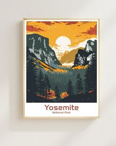 yosemite national park poster hanging on the wall