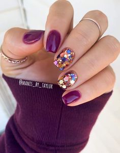 Confetti Nail Art, Fall Gel Nails, Trendy Nail Art Designs, Cute Gel Nails, Shellac Nails, Trendy Nail Art, Dipped Nails, Fabulous Nails, Funky Nails