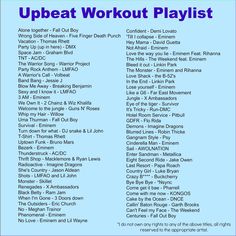 the poster for upbeat workout playlist, which includes various tracks and text on blue background