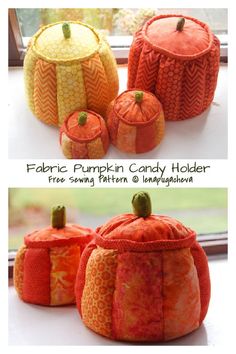 fabric pumpkin candy holder free sewing pattern and instructions