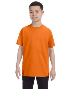 Youth 6.1 oz. Tagless® T-Shirt - ORANGE - L | Hanes Youth 6.1 oz. Tagless T-Shirt in Orange Size Large | Cotton Orange Texas, Ash Grey, Custom Clothes, Comfort Colors, Cotton T Shirt, Custom Tshirts, Heavy Cotton, Cotton Tshirt, Ash